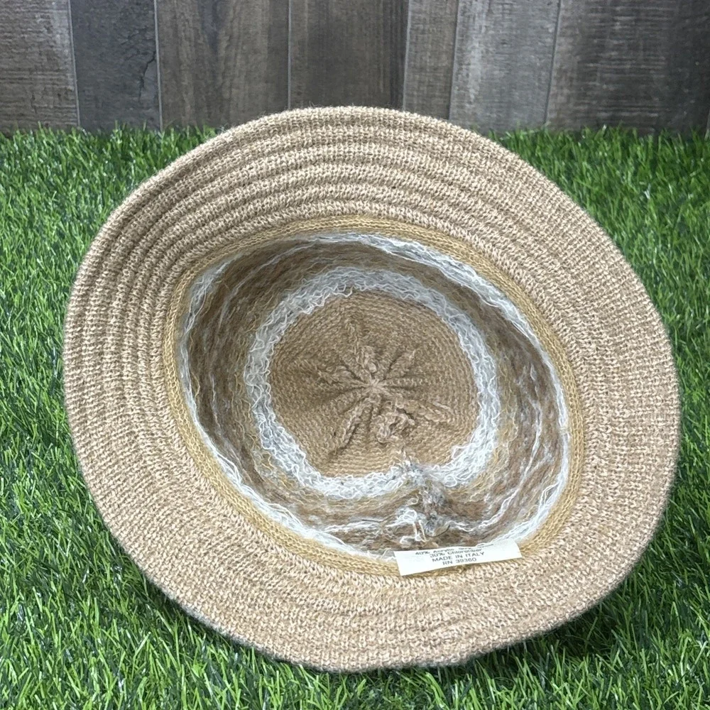 Vintage Italian Wool Blend Cloche Bucket Hat Boho Coastal Luxe Euro Chic - Picture 8 of 8